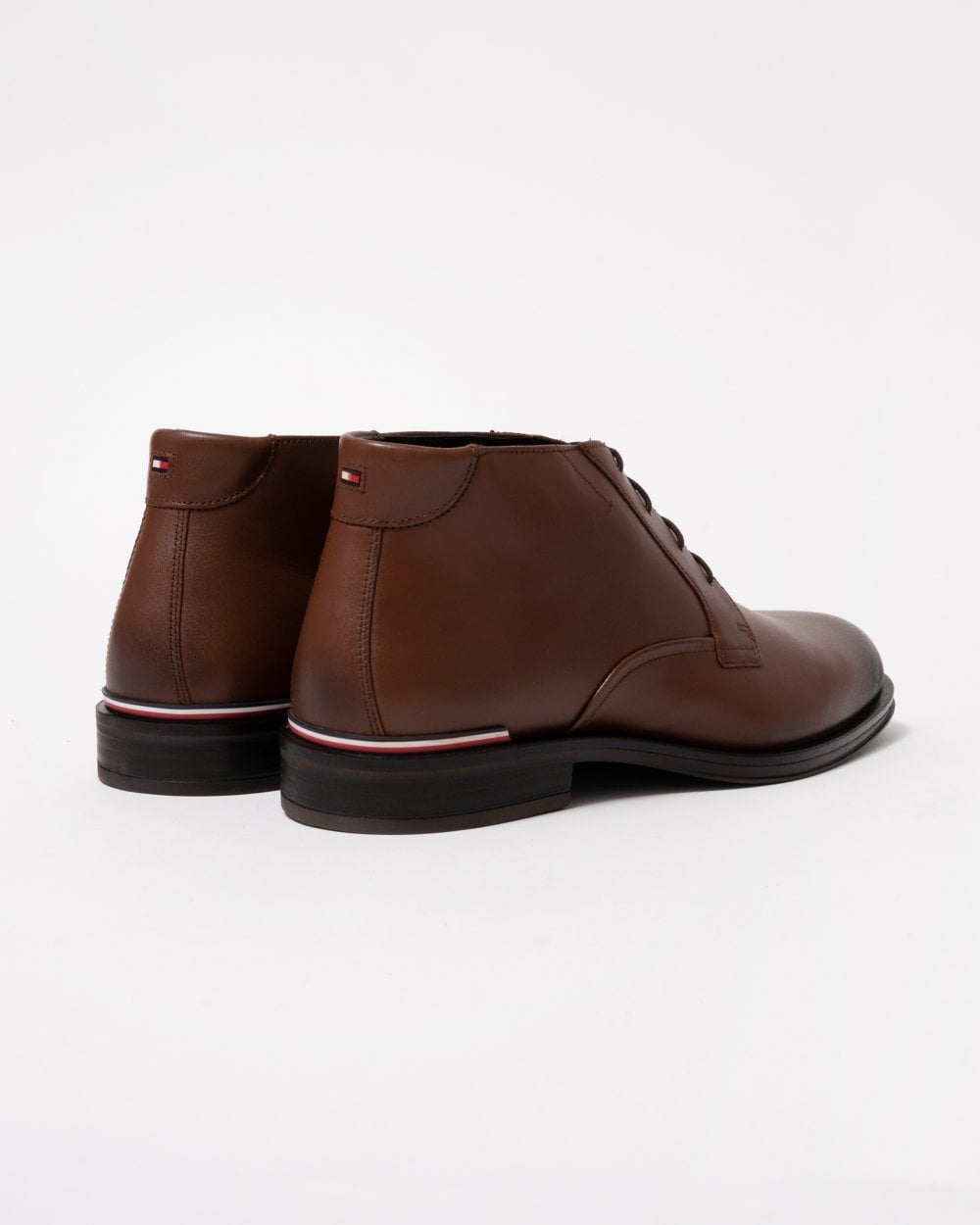 Tommy Hilfiger Core RWB Hilfiger Mens Leather Boots - Winter Cognac