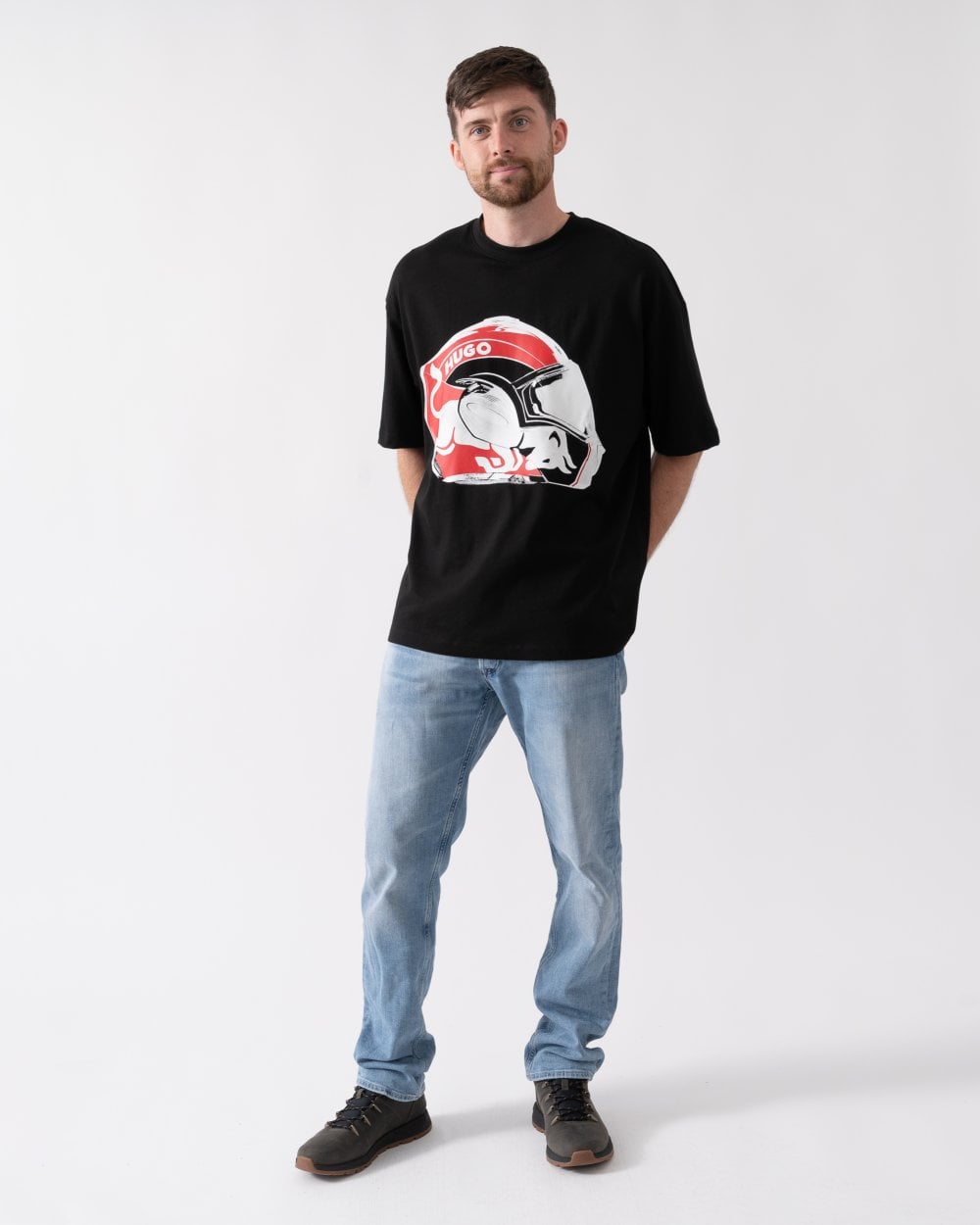 HUGO HUGO x RB Dit Mens T-Shirt with Red Bull Graphic Print