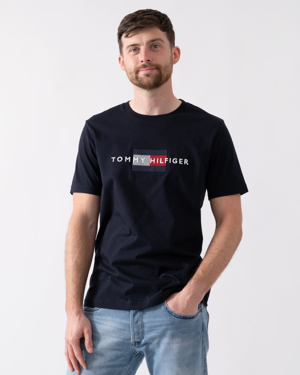 Tommy Hilfiger Tommy Hilfiger Hilfiger Flag Embroidered Mens T-Shirt