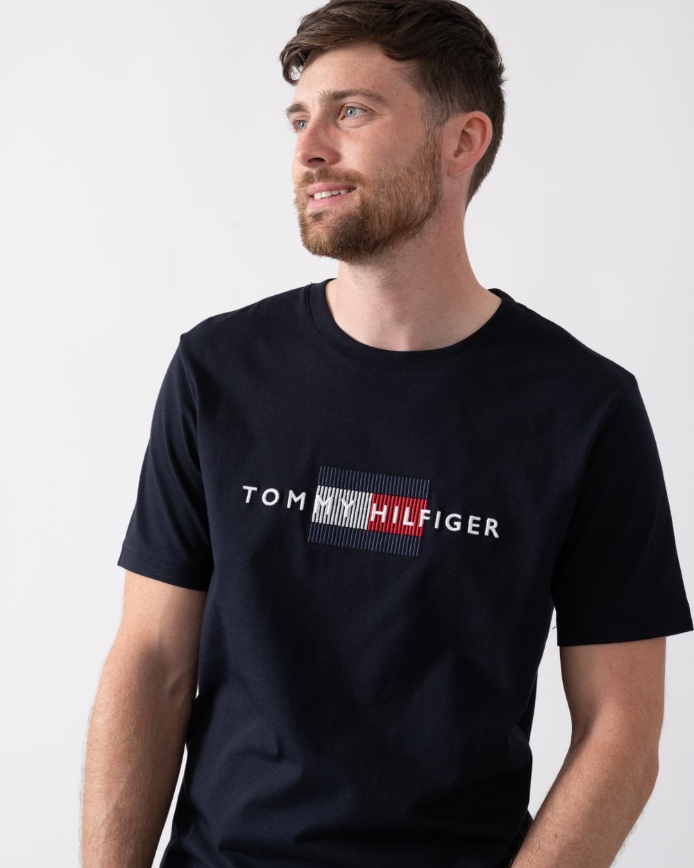 Tommy Hilfiger Tommy Hilfiger Hilfiger Flag Embroidered Mens T-Shirt