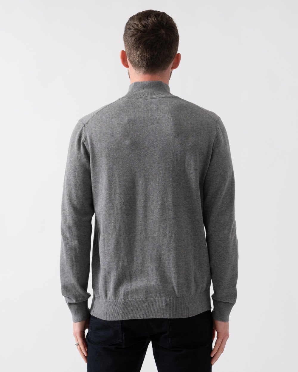 GANT Mens Classic Cotton Half Zip Jumper - 92 Dark Grey Melange