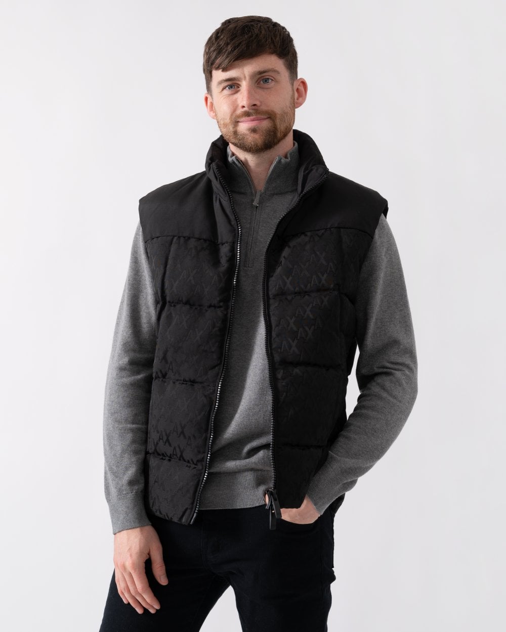 Armani Exchange Armani Exchange Mens Logo Pattern Padded Gilet