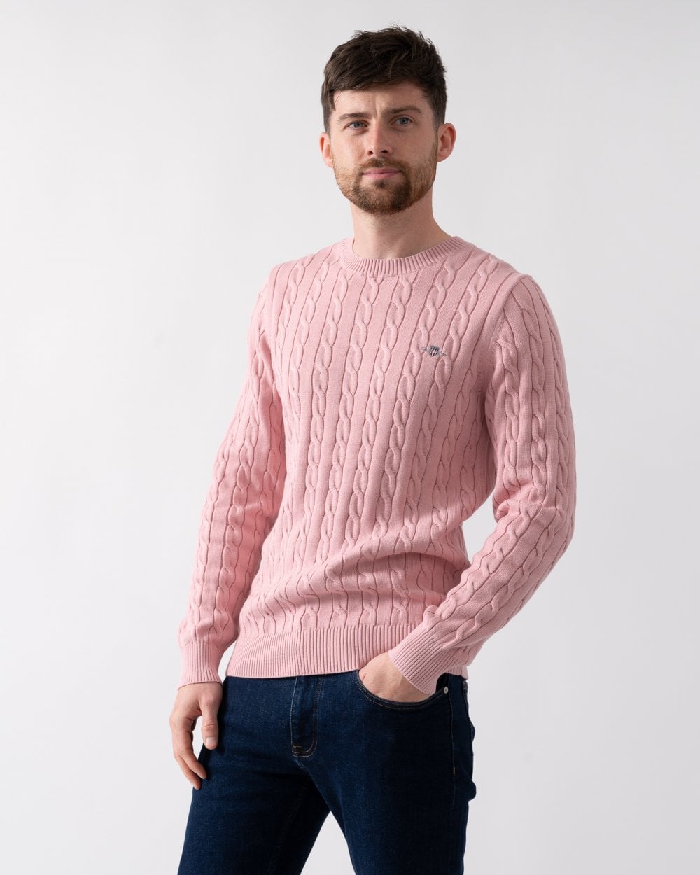 GANT Mens Cotton Cable Knit Crew Neck Jumper