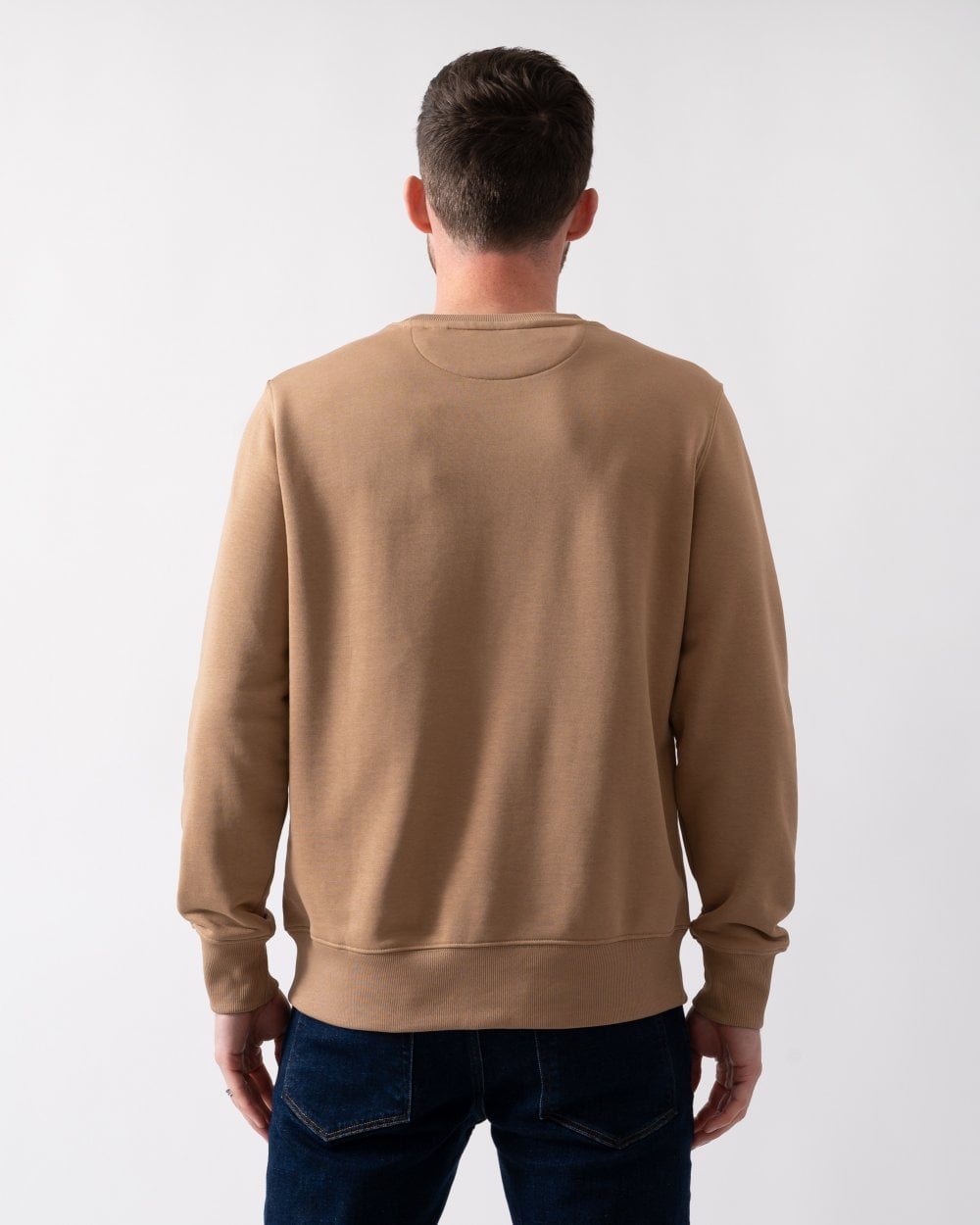 GANT Mens Regular Fit Shield Logo Crew Neck Sweatshirt - 213 Warm Khaki