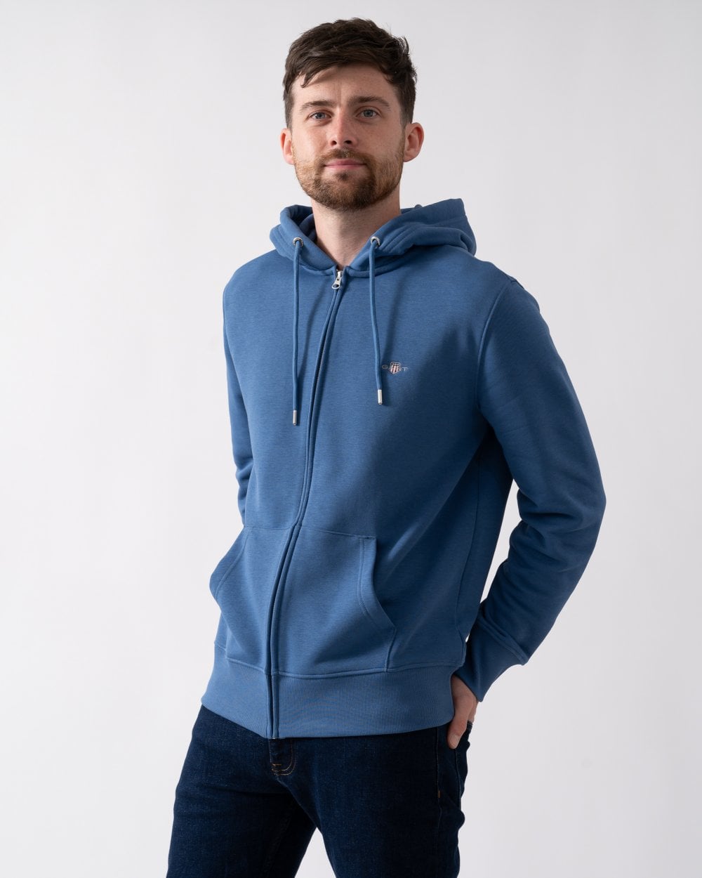 GANT Mens Regular Fit Shield Logo Full Zip Hoodie