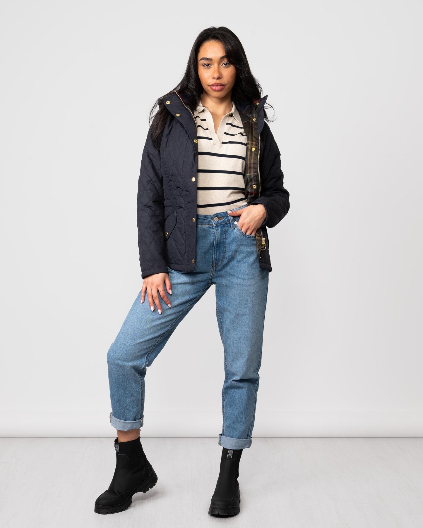 Barbour Millfire Quilted Womens Jacket - Navy/Classic