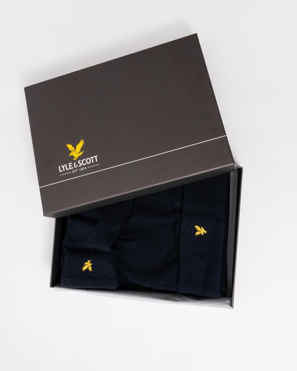 Lyle & Scott Mens Checked Scarf and Beanie Gift Set