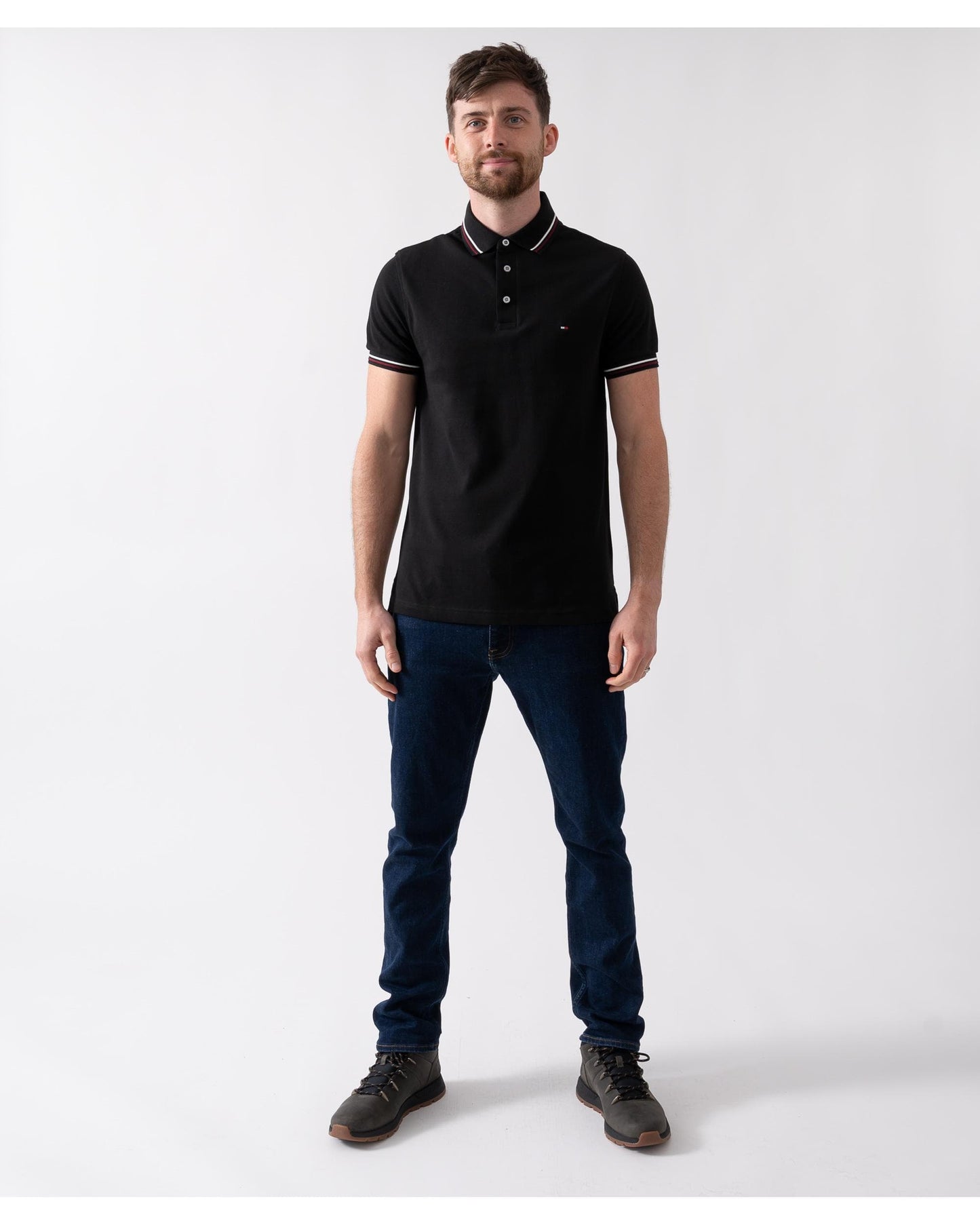 Tommy Hilfiger Tipped Mens Slim Fit Polo - Black