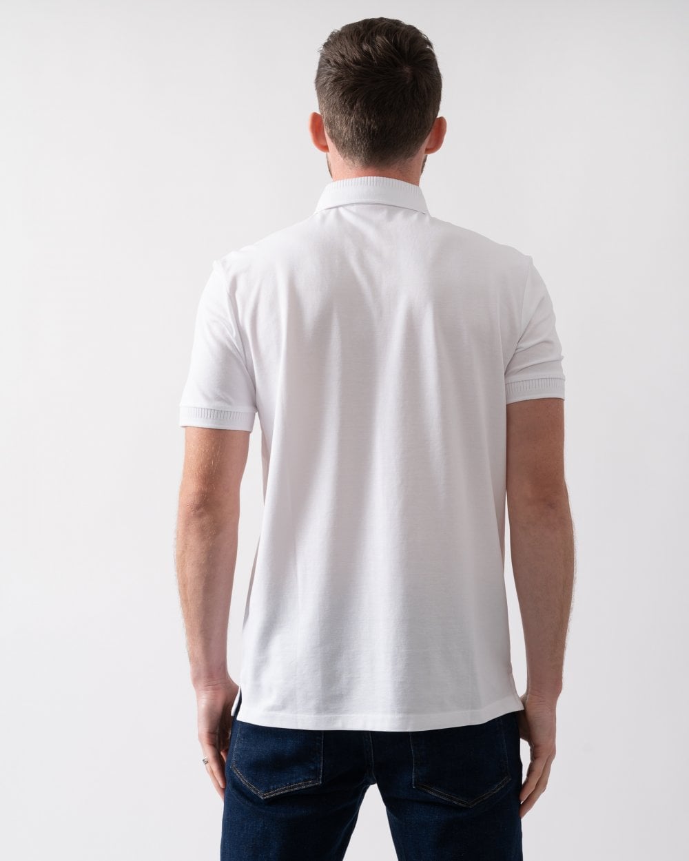 HUGO Dereso222 Mens Cotton Piqué Slim-Fit Polo Shirt with Logo Label NOS - White 100