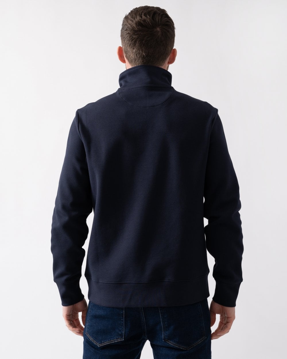 GANT Mens Small Graphic Sweat Half Zip - 433 Evening Blue