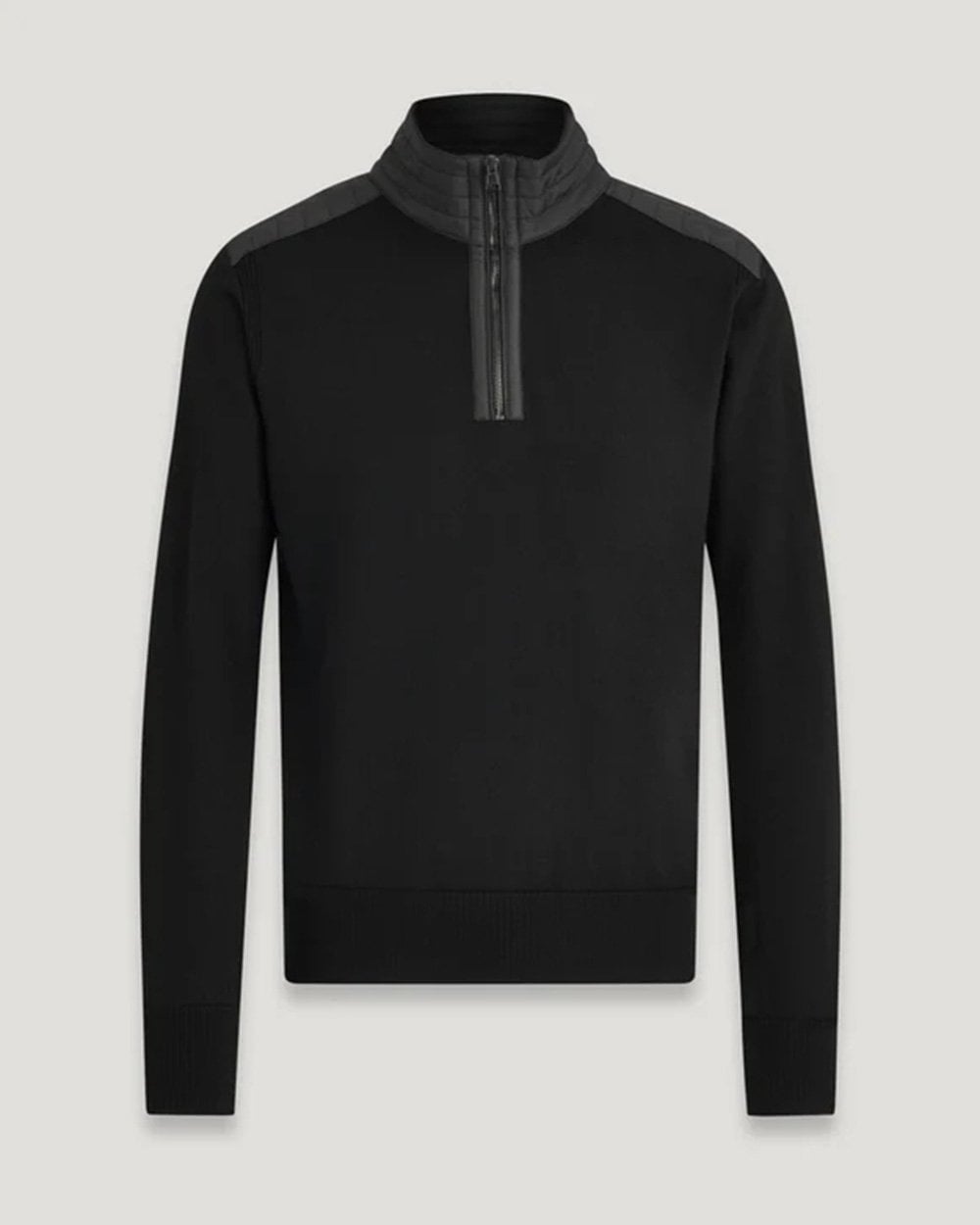 Belstaff Kilmington Mens Merino Wool Quarter Zip Jumper - Black