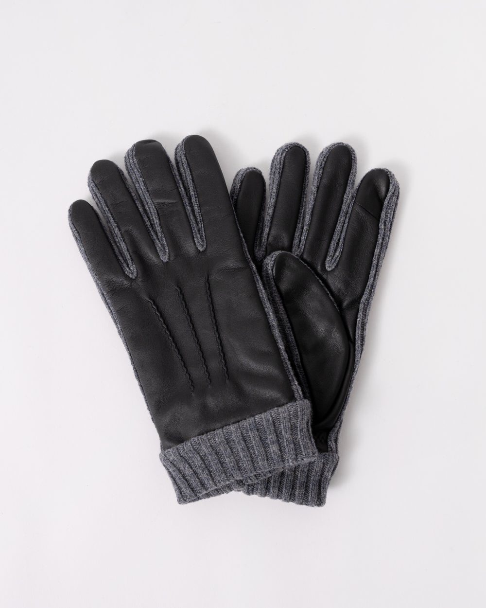 BOSS Orange Hyden Mens Logo-Trim Gloves in Wool and Leather