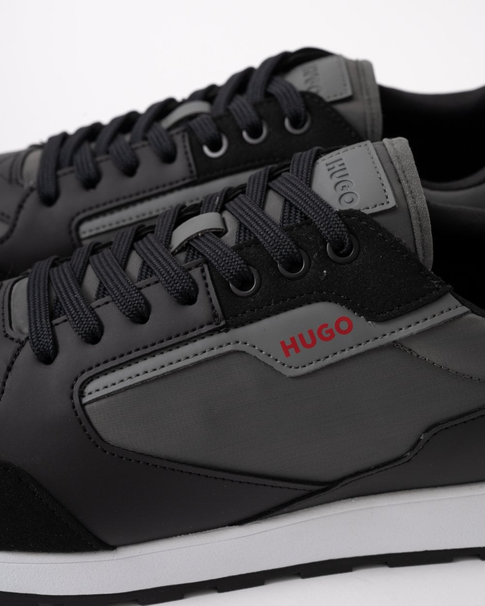 HUGO Icelin Runn Mens Mixed-Material Trainers with Branded Accents - Open Grey 060