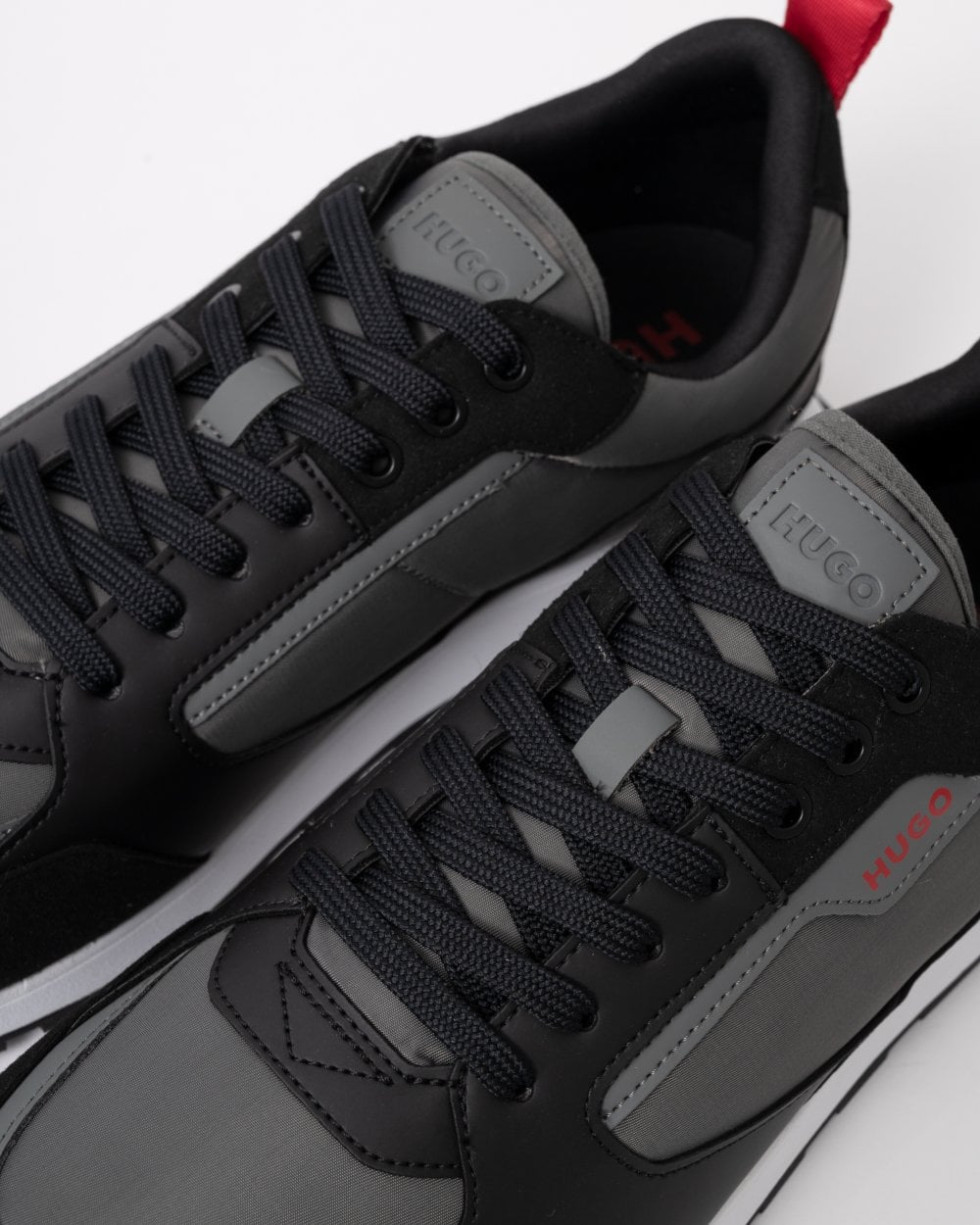 HUGO Icelin Runn Mens Mixed-Material Trainers with Branded Accents - Open Grey 060