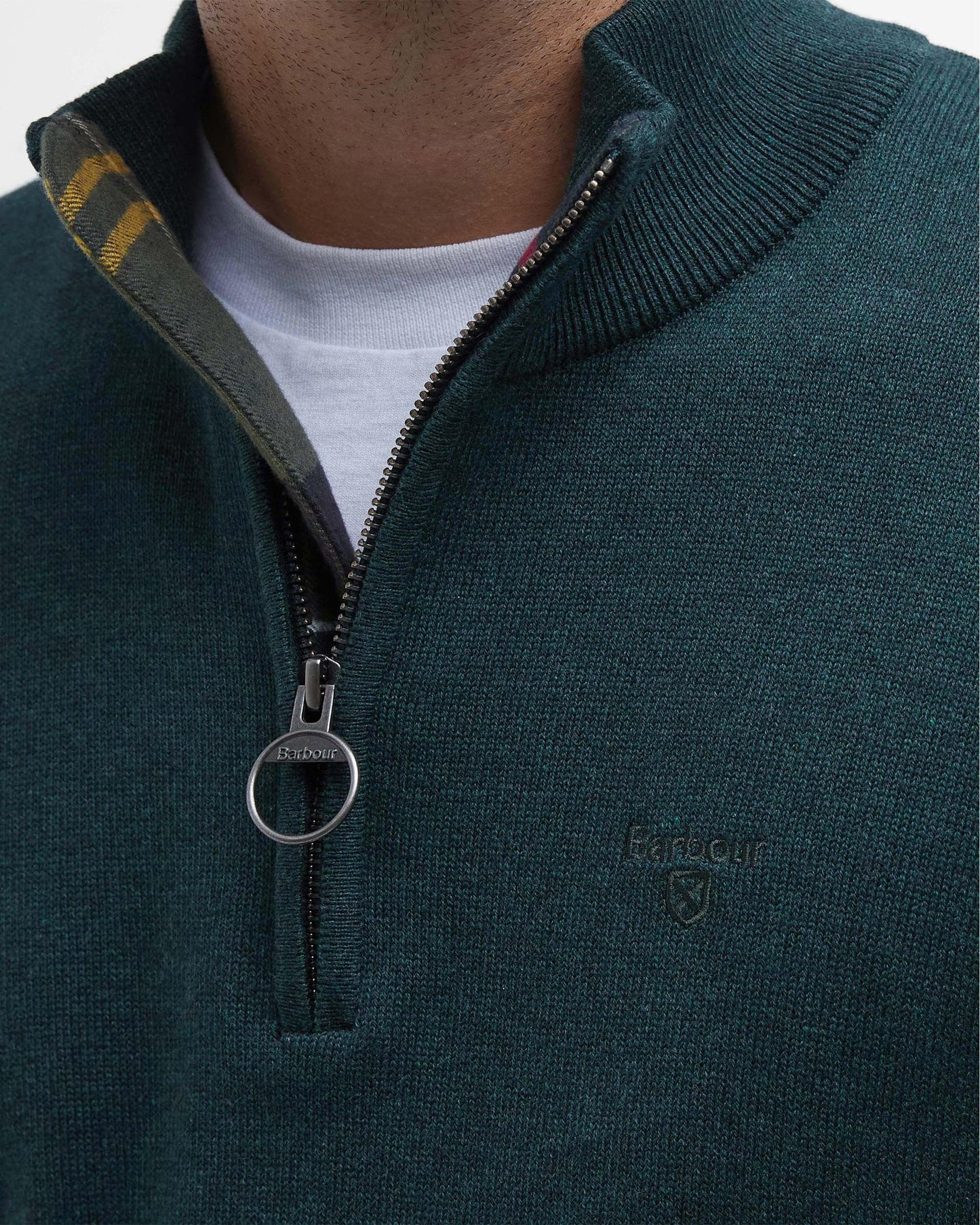 Barbour Cotton Mens Half Zip Jumper - Seaweed