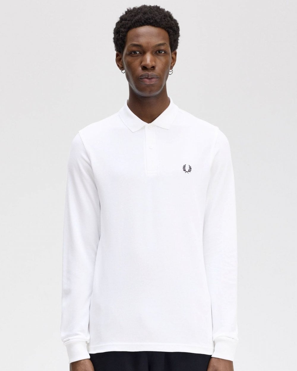 Fred Perry Mens Long Sleeve Plain Signature Polo Shirt NOS - White 100