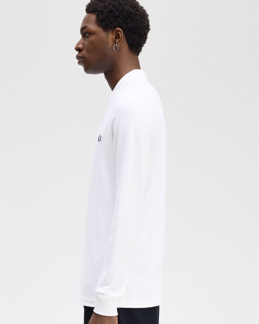 Fred Perry Mens Long Sleeve Plain Signature Polo Shirt NOS - White 100