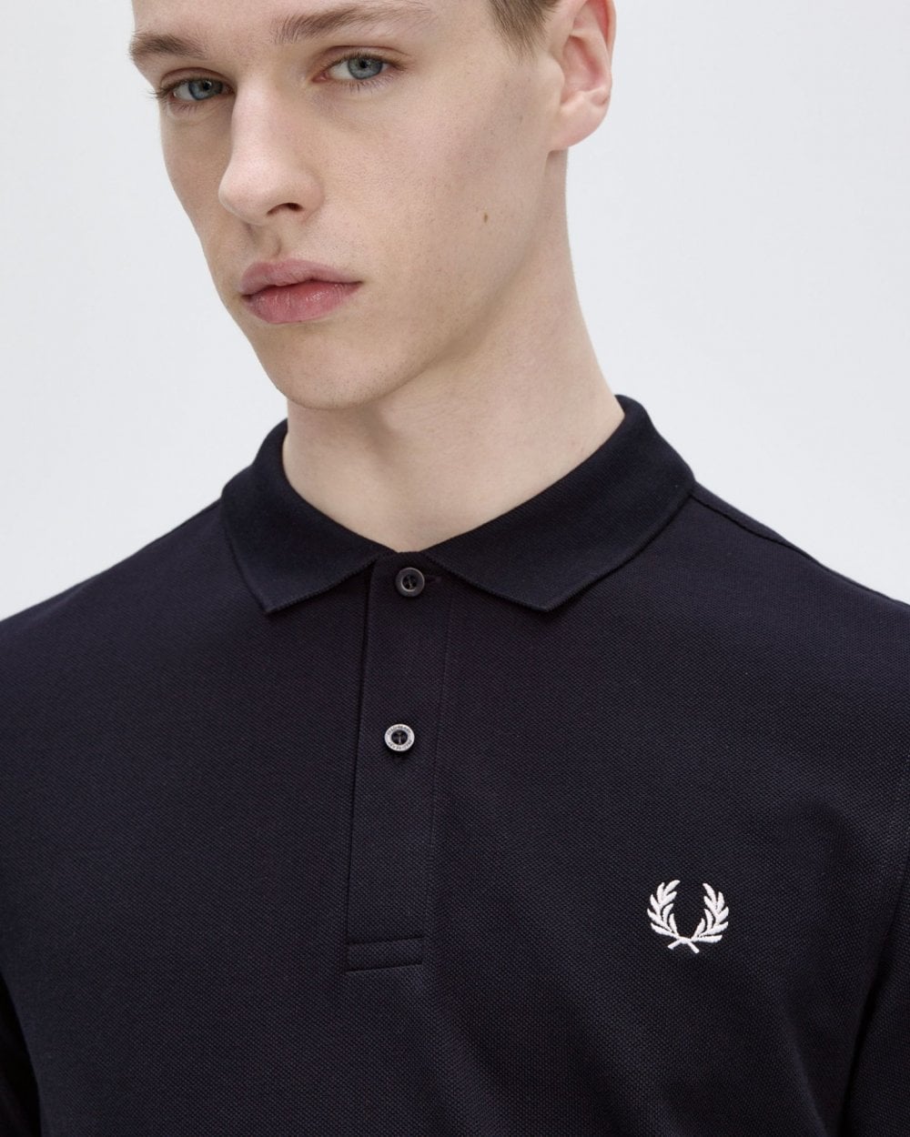 Fred Perry Mens Long Sleeve Plain Signature Polo Shirt NOS - Navy 608