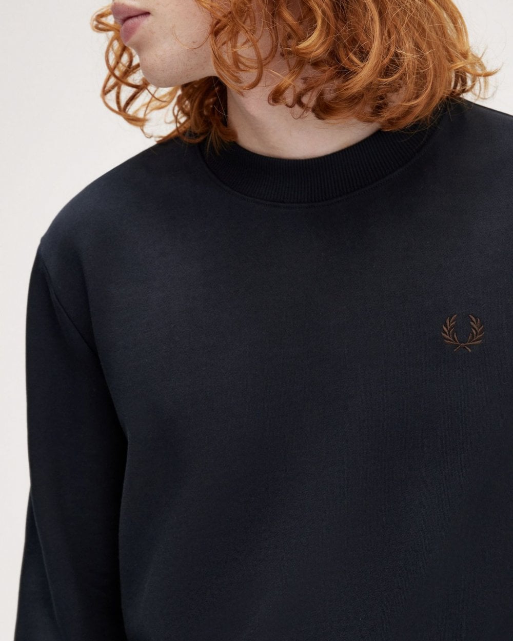 Fred Perry Mens Crew Neck Sweatshirt - Navy/Laurel Wreath Green/Carrington Road Brick W65