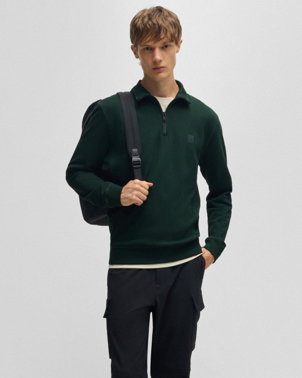 BOSS Orange Zetrust Mens 1/4 Zip Sweatshirt - Open Green 350