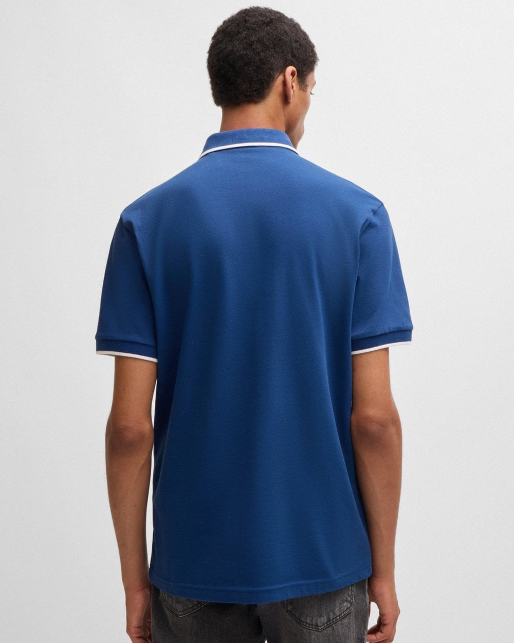 BOSS Orange Passertip Mens Short Sleeve Polo Shirt With Tipped Collar - Open Blue 494
