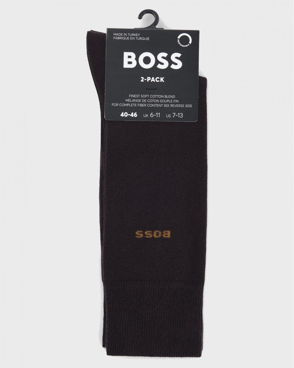 BOSS Orange 2-Pack Mens Regular Length Socks in a Cotton Blend NOS - Dark Brown 206