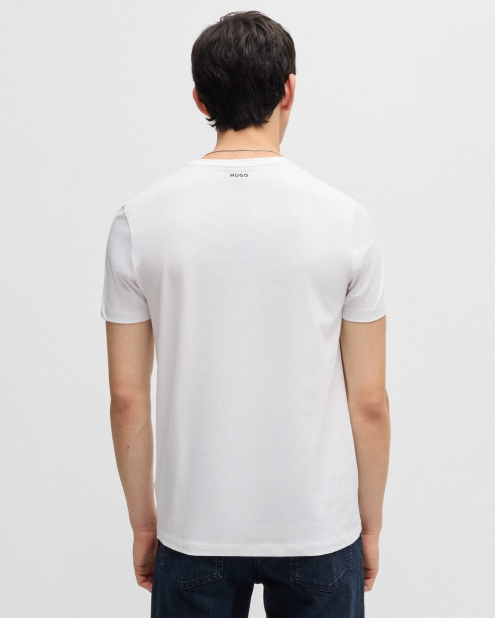 HUGO Round Mens Two-Pack of Slim-Fit T-Shirts in Stretch Cotton NOS - White 100