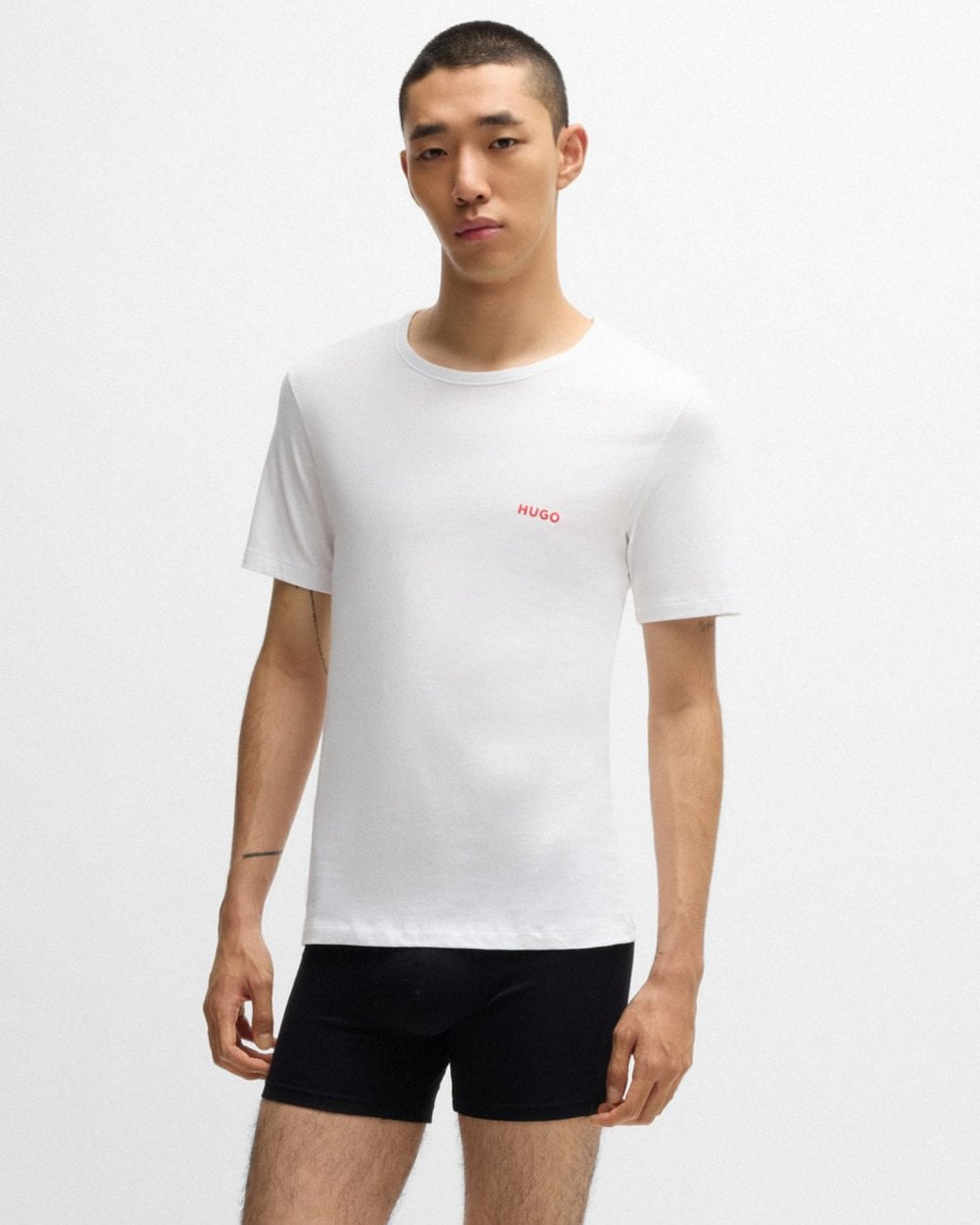 HUGO Mens Three-Pack of Underwear T-Shirts in Cotton with Logos NOS