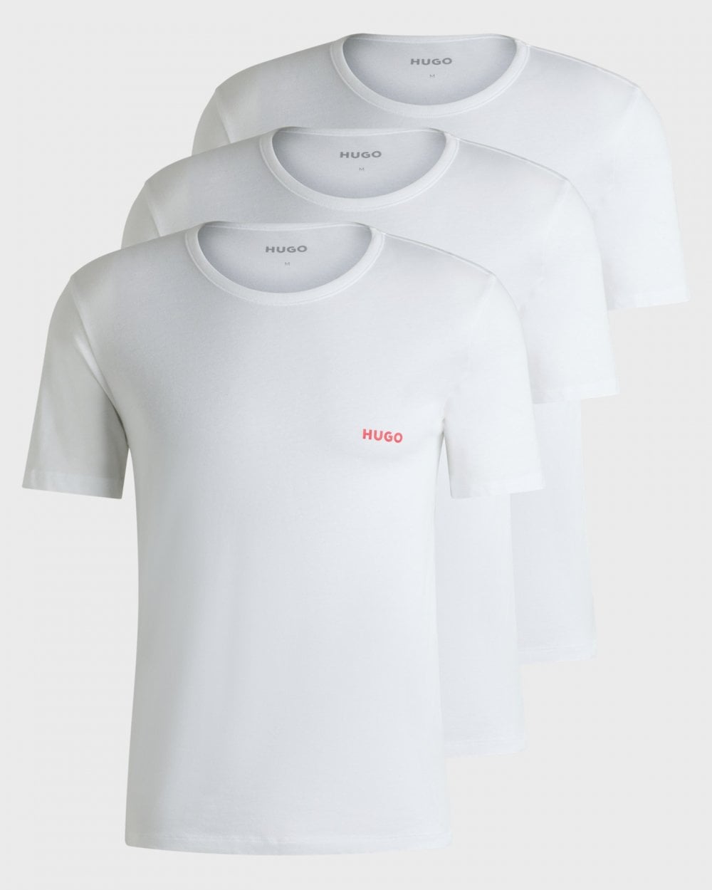 HUGO Mens Three-Pack of Underwear T-Shirts in Cotton with Logos NOS - White 100
