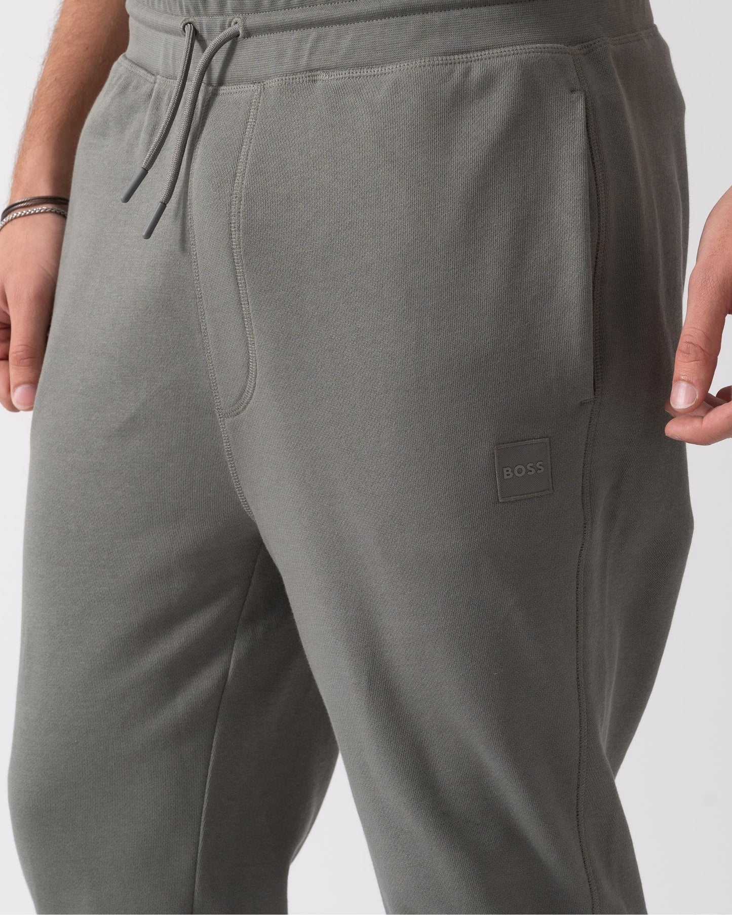 BOSS Orange Sestart Mens Cotton-Terry Tracksuit Bottoms With Logo Patch A/W 24 - Open Grey 076