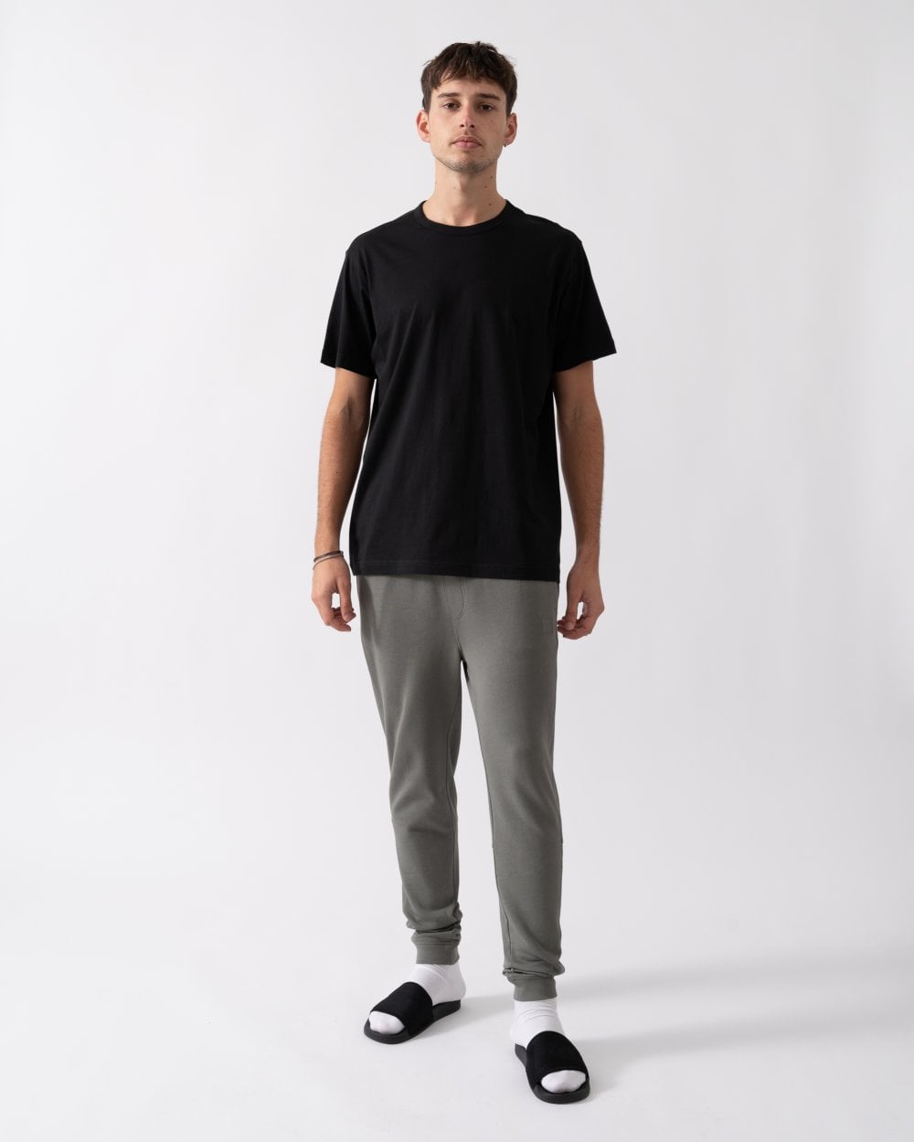 BOSS Orange Sestart Mens Cotton-Terry Tracksuit Bottoms With Logo Patch A/W 24 - Open Grey 076