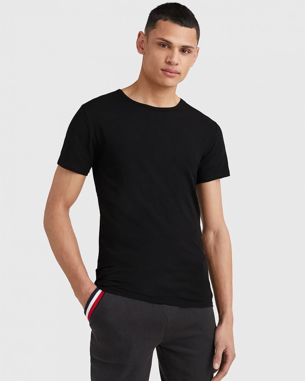 Tommy Hilfiger 3 Pack Essential Mens Stretch T-Shirts - Black/Black/Black