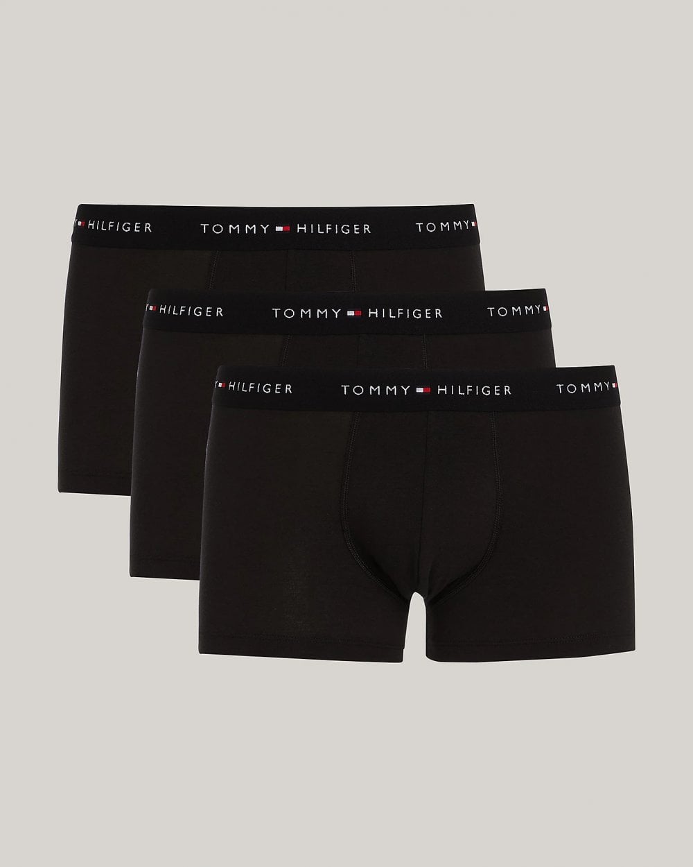 Tommy Hilfiger 3 Pack Mens Colour Waistband Trunks - Black/Black/Black