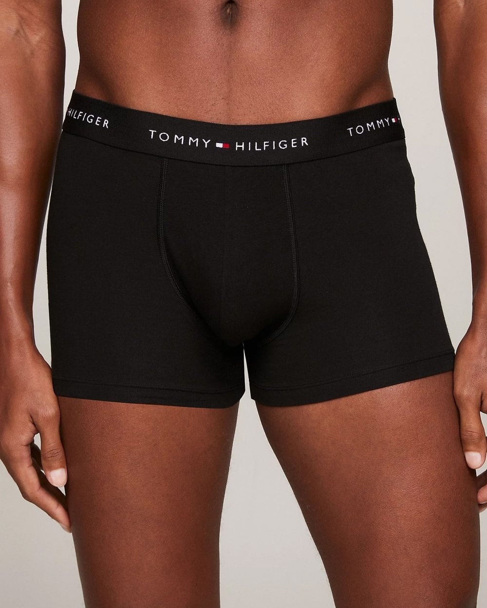 Tommy Hilfiger 3 Pack Mens Colour Waistband Trunks - Black/Black/Black