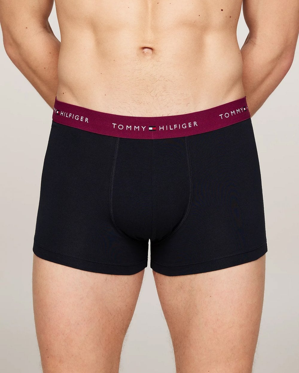 Tommy Hilfiger 3 Pack Mens Colour Waistband Trunks - Bright Blue/Grape Valley/Black