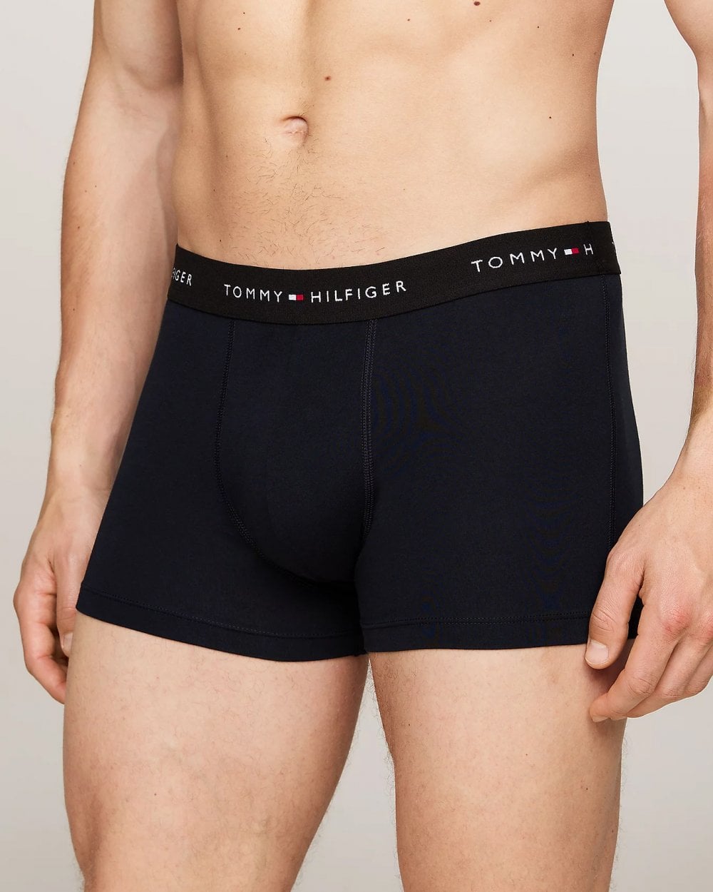 Tommy Hilfiger 3 Pack Mens Colour Waistband Trunks - Bright Blue/Grape Valley/Black