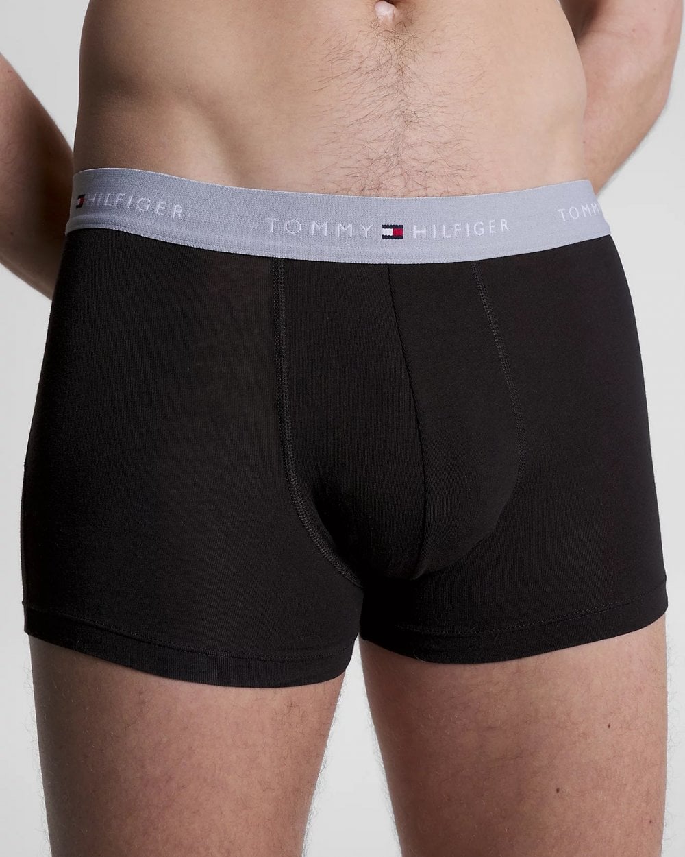 Tommy Hilfiger 3 Pack Mens Colour Waistband Trunks - Grey Heather/Black/White