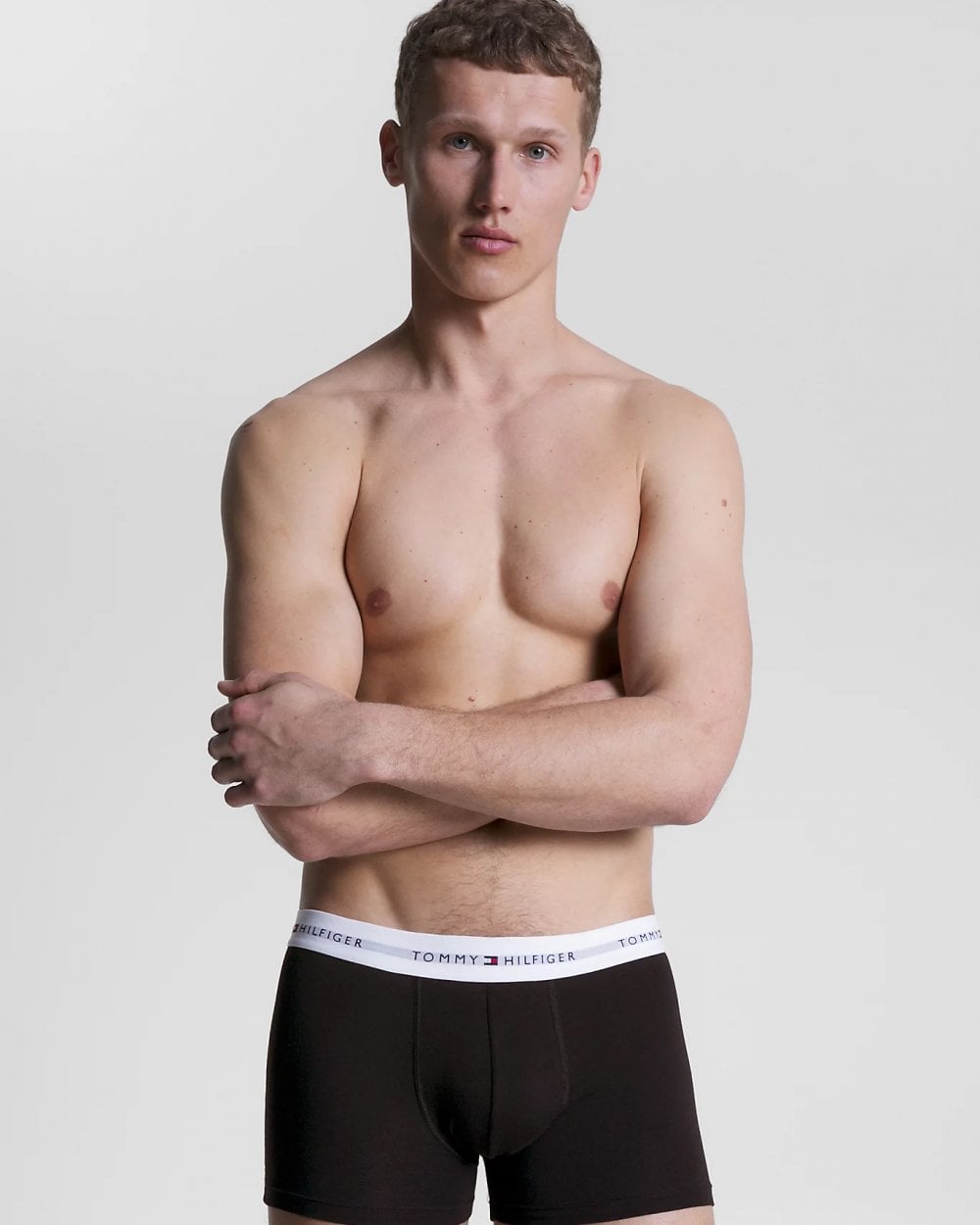 Tommy Hilfiger 3 Pack Mens Colour Waistband Trunks - Grey Heather/Black/White