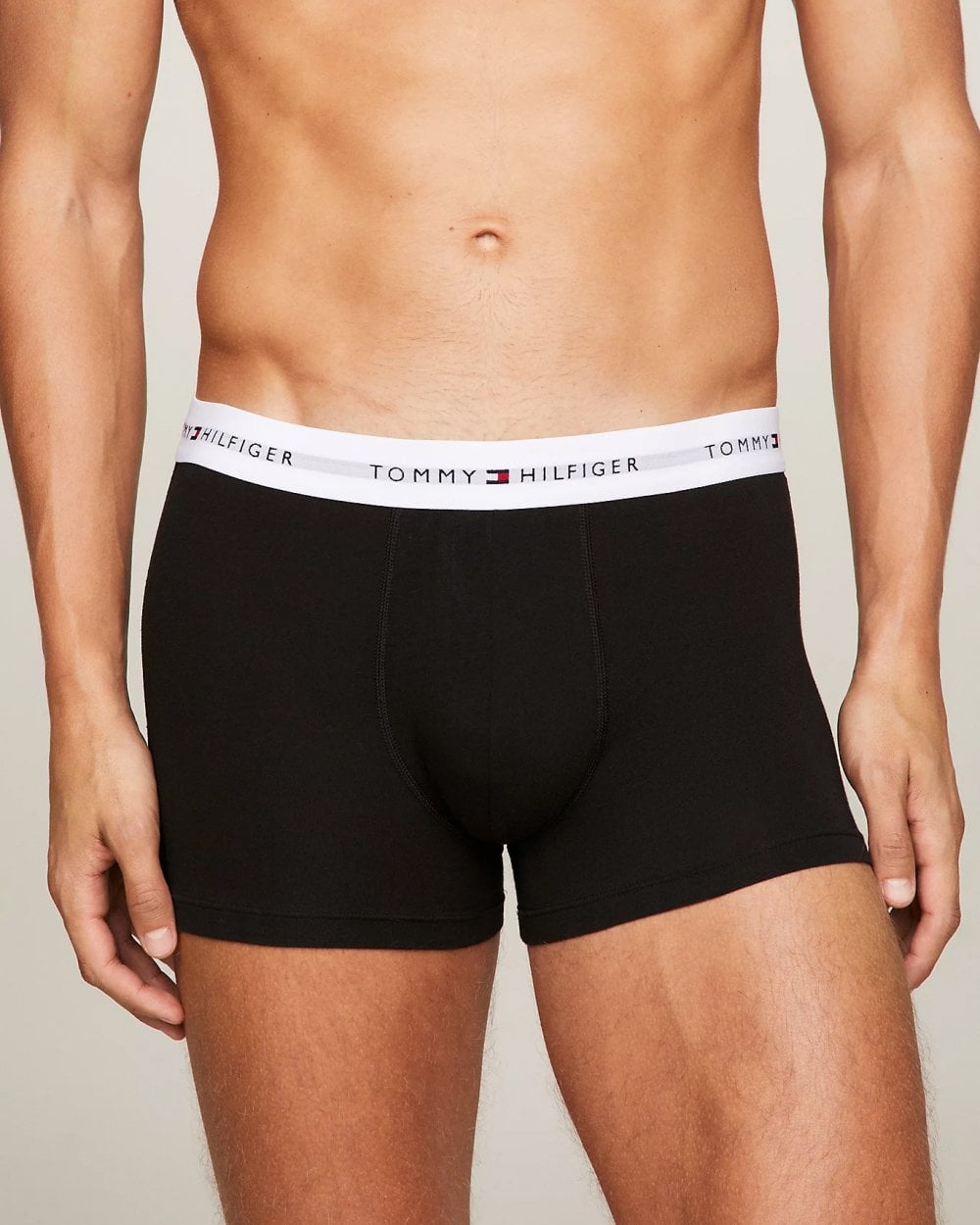 Tommy Hilfiger 3 Pack Mens Contrast Trunks - Grey Heather/Black/White
