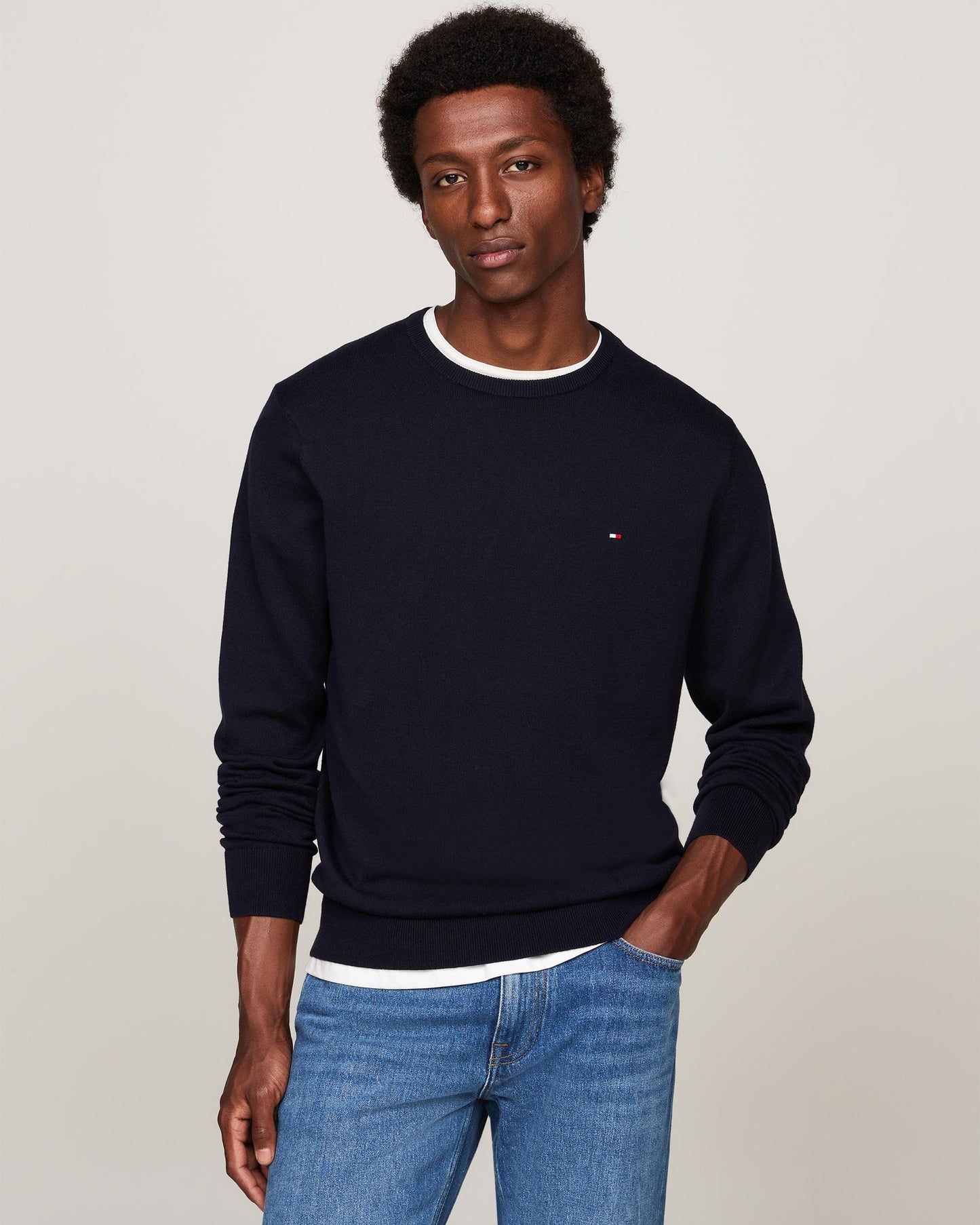 Tommy Hilfiger Core Essential Cotton Crew Mens Sweatshirt - Desert Sky