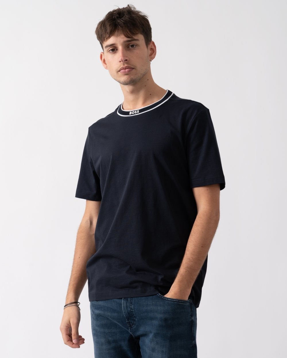 BOSS Green Tee 5 Mens Logo Collar T-Shirt