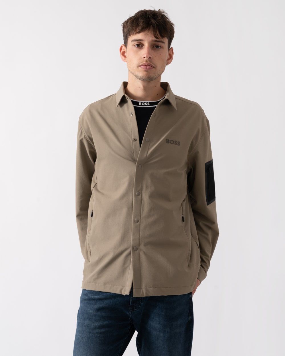 BOSS Green Lite Mens Water-Repellent Overshirt with Four-Way Stretch