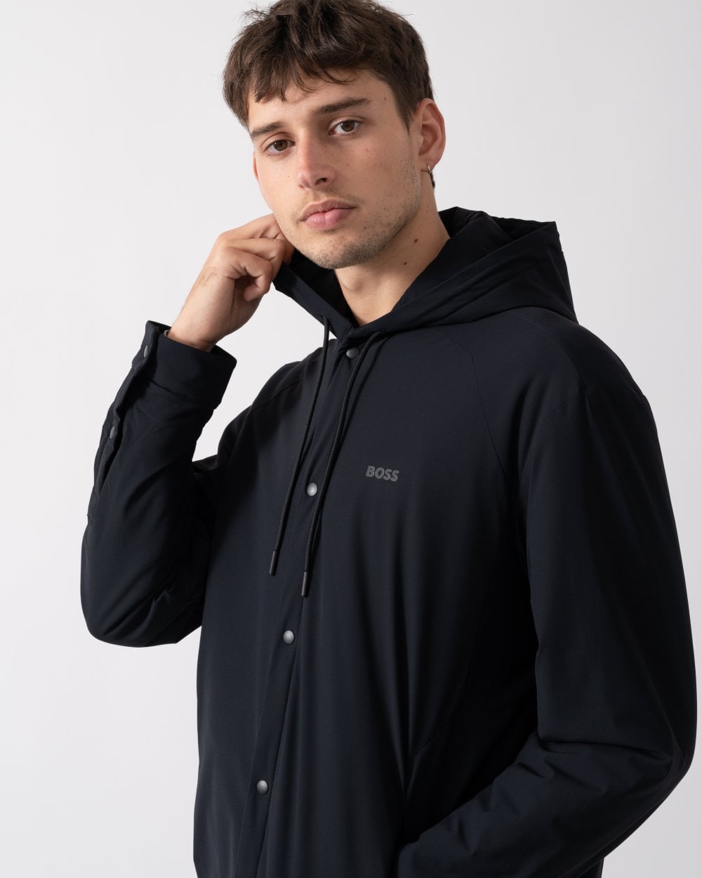 BOSS Green Benat Mens Hooded Overshirt - Black 001