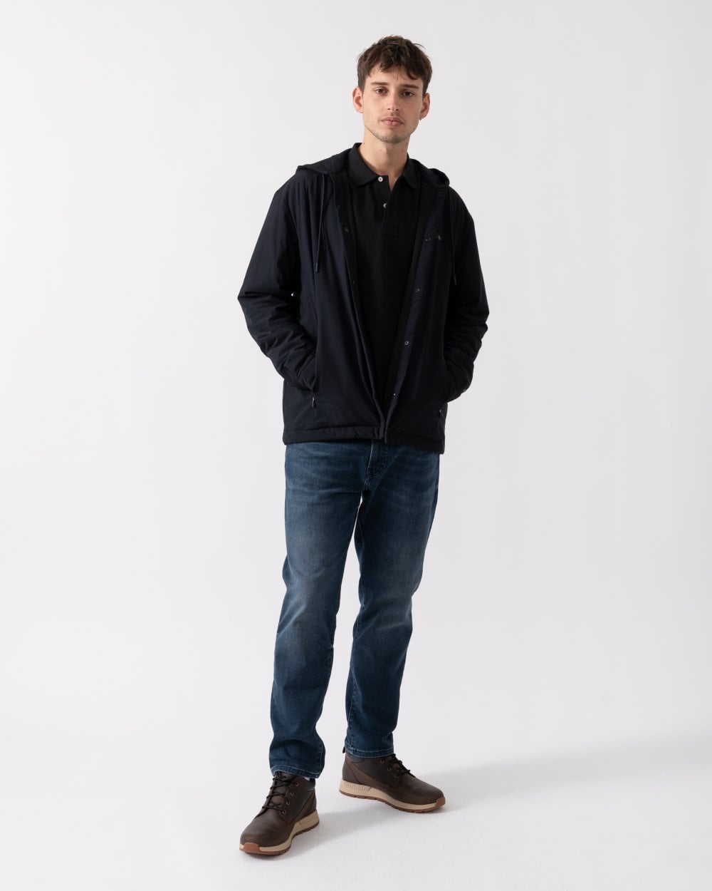 BOSS Green Benat Mens Hooded Overshirt - Black 001