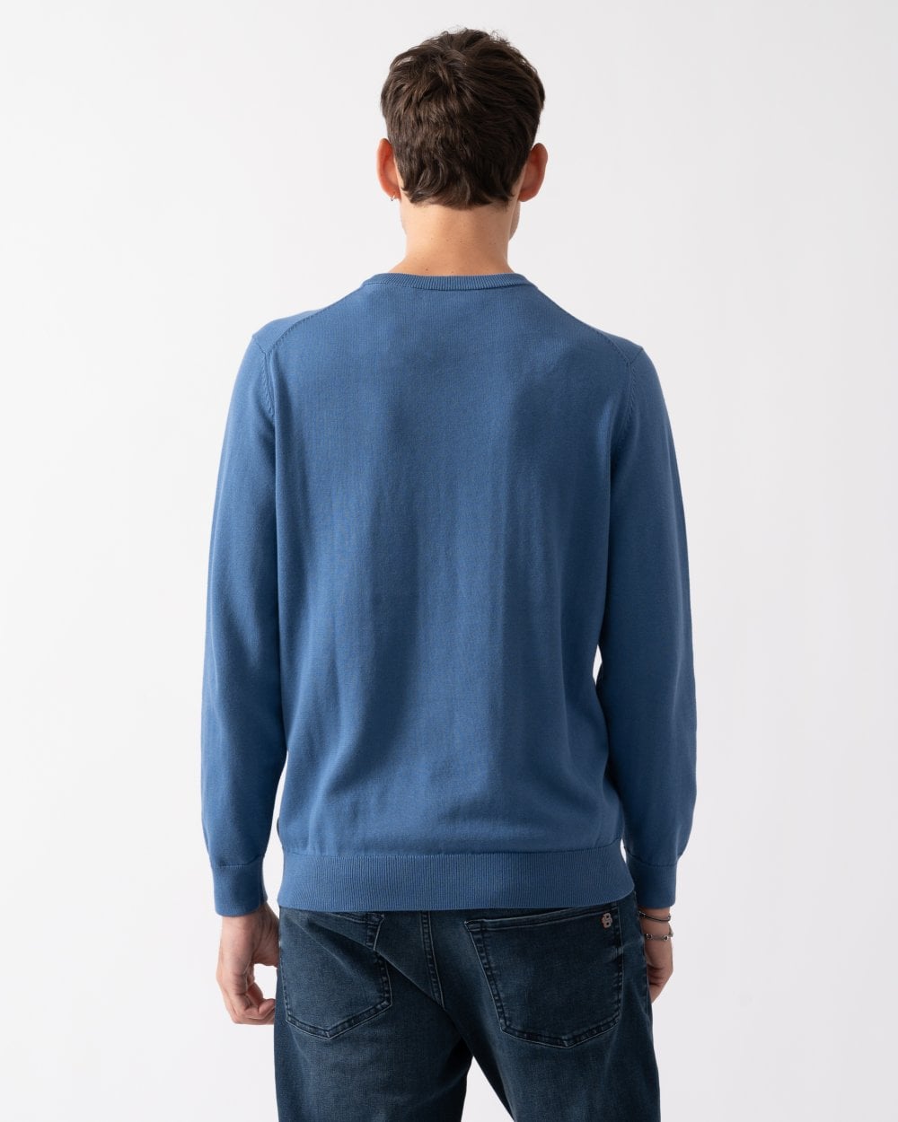 GANT Mens Classic Cotton Crew Neck Jumper - 442 Vintage Blue