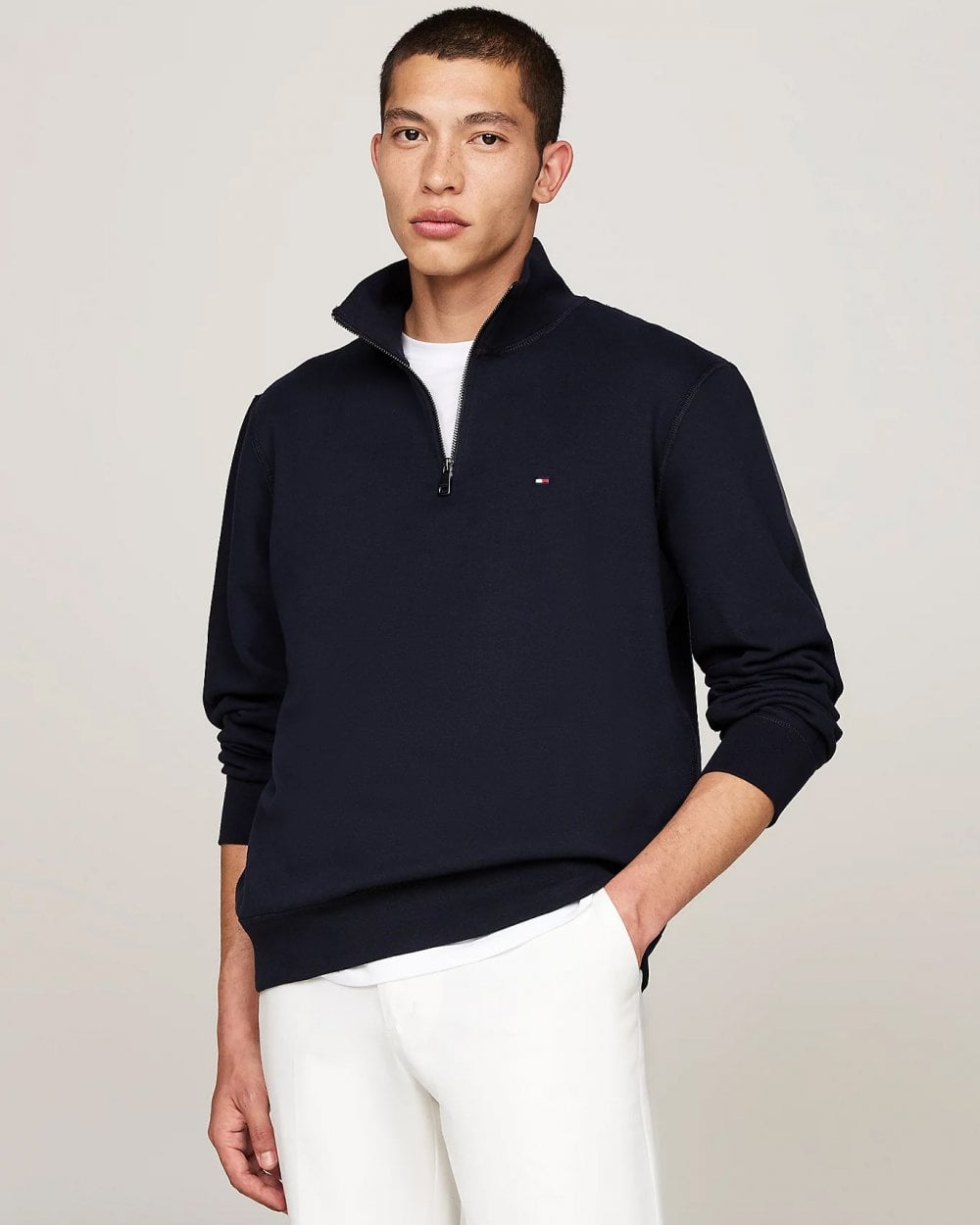 Tommy Hilfiger Essential Fleece Mens Half Zip Sweatshirt - Desert Sky