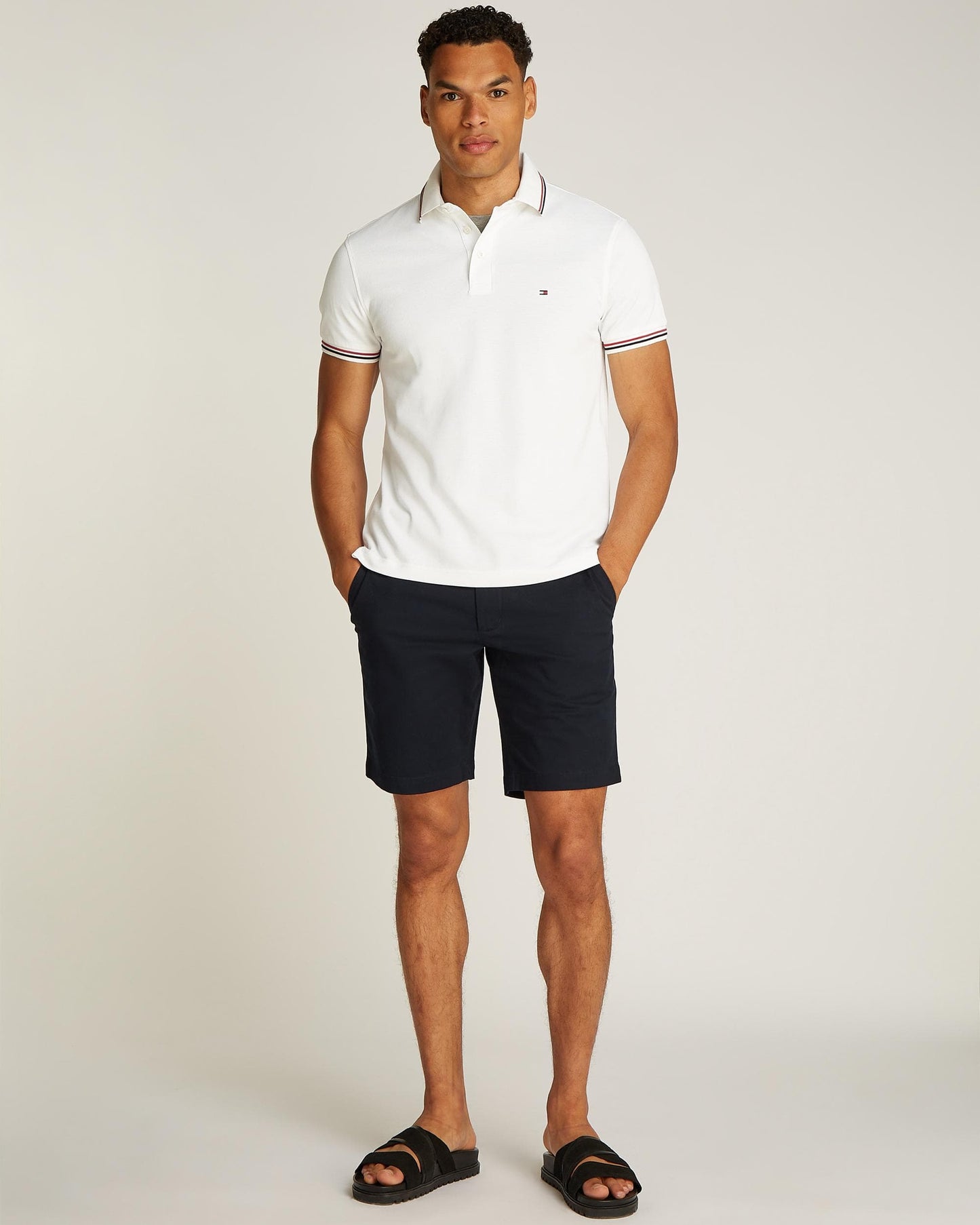 Tommy Hilfiger Tipped Mens Slim Fit Polo - White