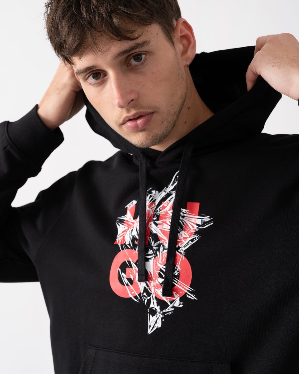 HUGO HUGO Daltorreson Mens Logo Graphic Hoodie