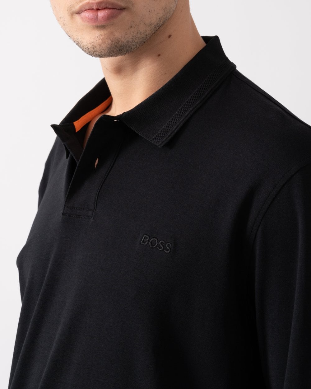 BOSS Orange BOSS Orange Pe Interlock Mens Long Sleeve Polo Shirt