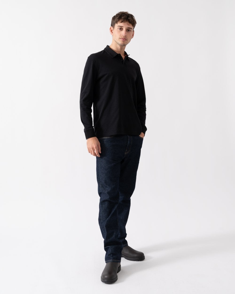 BOSS Orange BOSS Orange Pe Interlock Mens Long Sleeve Polo Shirt